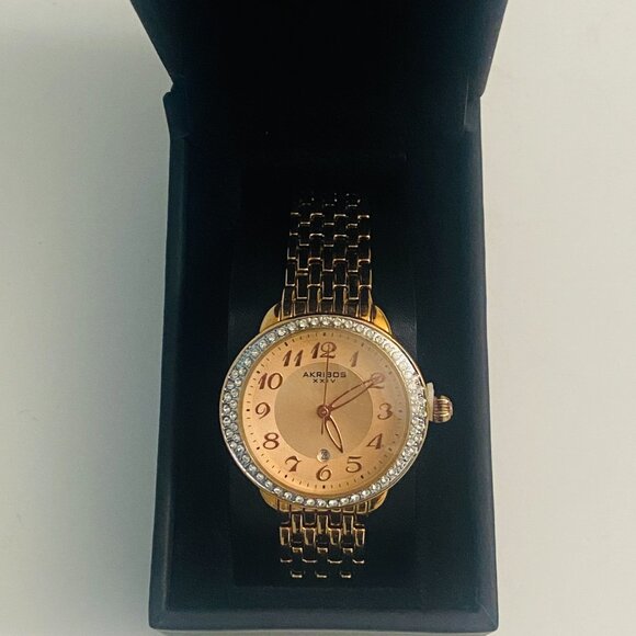 Akribos XXIV Watch AK831RG Rose Gold Color With Swarovski Crystals - Picture 4 of 10
